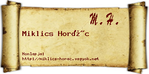 Miklics Horác névjegykártya